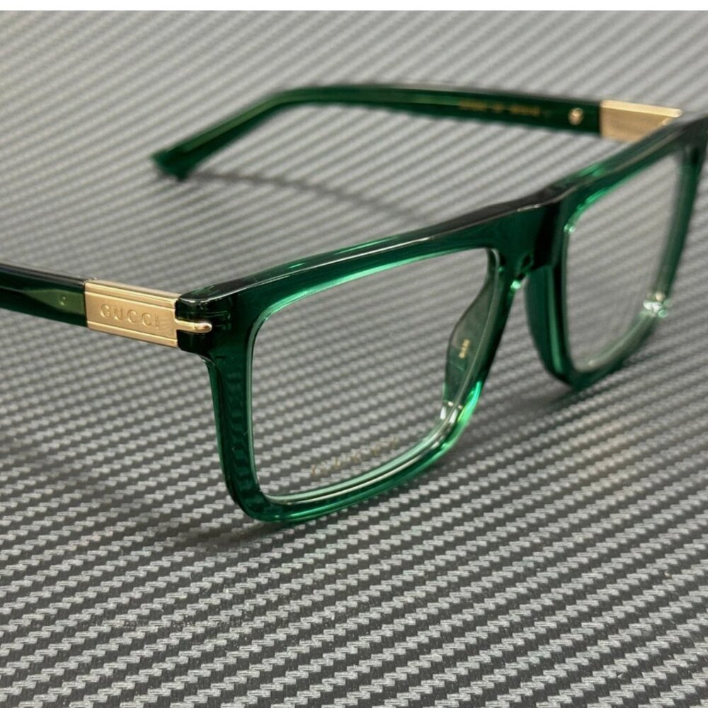 GUCCI Green Gold Unisex 56 mm Large Eyeglasses - Picture 3 of 5